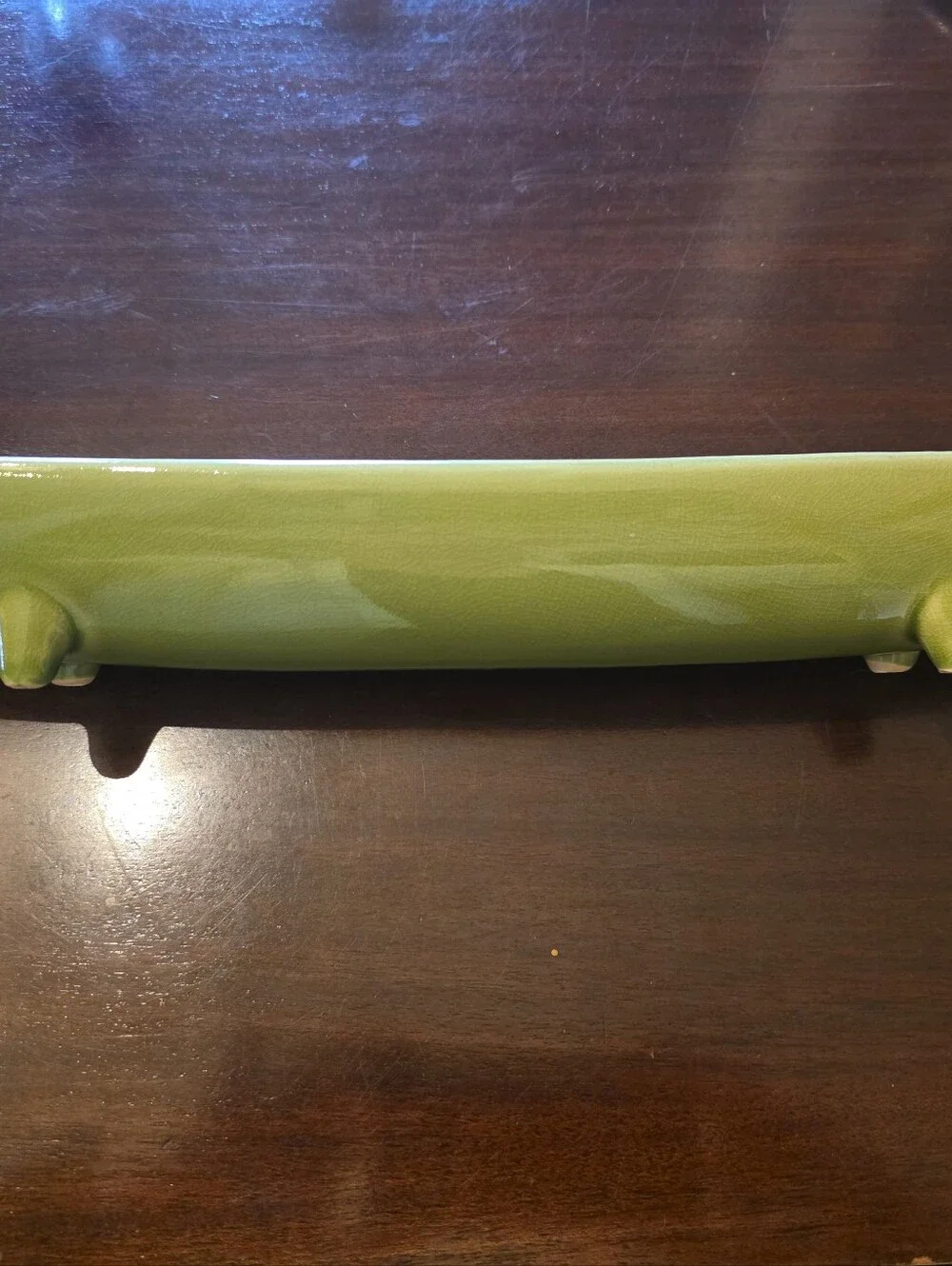 Long Green Ceramic Olive Or Condiment Dish